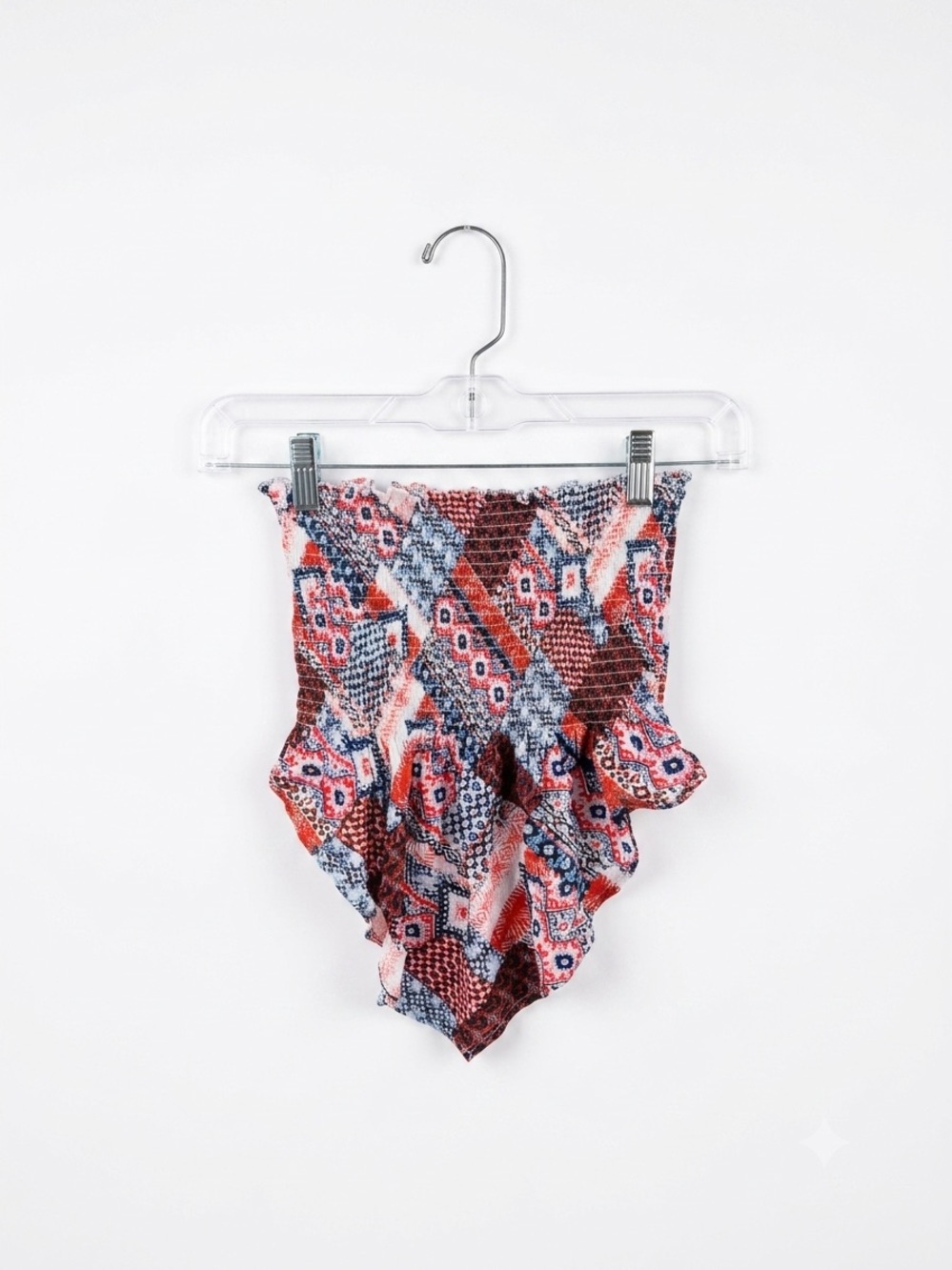 New Look Multicolor Smocked Crop Top in Red, Blue, Pink